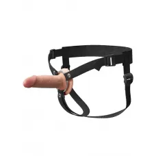 Телесный пустотелый фаллопротез 5’’ Hollow Silicone Strap-On - 14 см телесный с черным 