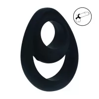 Черное эрекционное кольцо Double Ergo Silicone Cockring черный 