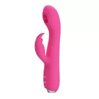 Розовый вибромассажер-кролик Rachel с имитацией оральных ласк - 19,9 см розовый 