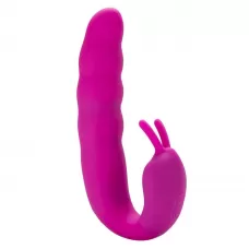 Розовый вибратор Ribbed Dual Stimulator - 17 см розовый 