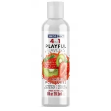 Массажный гель 4-в-1 Straw-Kiwi Pleasures с ароматом клубники и киви - 29,5 мл  