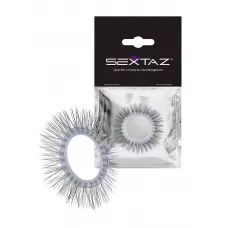 Круглое эрекционное кольцо с «ресничками белый с черным 