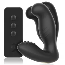 Черный вибромассажер простаты с ротацией и пультом ДУ черный Черный вибромассажер простаты с ротацией и пультом ДУ черный