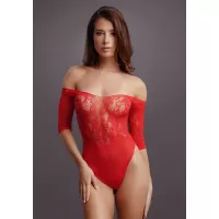 Эффектное боди Crotchless Rhinestone Teddy красный S-M-L