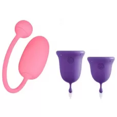 Подарочный набор: розовый тренажер Кегеля Magic Kegel Coach и фиолетовые менструальные чаши фиолетовый с розовым 