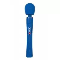 Синий вибромассажер Vim Vibrating Wand - 31,3 см синий 