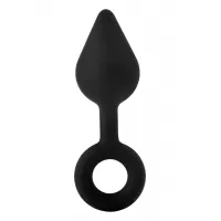 Черная анальная пробка с ручкой-кольцом XL Single Drop Plug - 14 см черный 