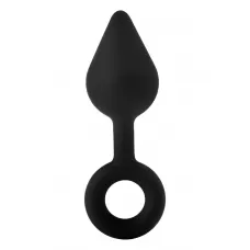 Черная анальная пробка с ручкой-кольцом XL Single Drop Plug - 14 см черный 