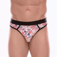 Мужские трусы-стринги с принтом в виде разноцветных ракушек белый S