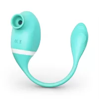 Мятный вакуумный вибростимулятор Tadpole Vibrating Dual Stimulation с виброхвостиком мятный 