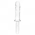 Стеклянный фаллоимитатор с рукоятью 11’’ Girthy Cock Double Ended With Handle - 28 см прозрачный 
