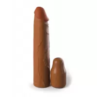 Коричневая насадка на член 2  Silicone X-tension - 20,3 см коричневый 