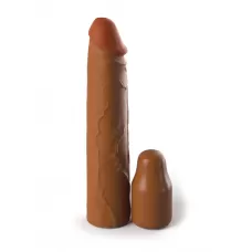 Коричневая насадка на член 2  Silicone X-tension - 20,3 см коричневый 