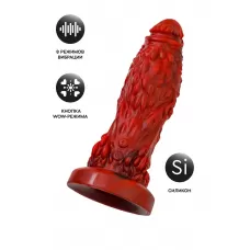 Силиконовый вибратор Monster Docus - 21,7 см красный с черным 