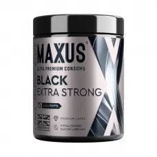 Черные утолщенные презервативы MAXUS Extra Strong с железным кейсом - 15 шт  