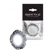 Эластичное эрекционное колечко с черными «ресничками белый с черным 