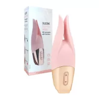 Нежно-розовый мини-вибратор с раздвоенным кончиком - 12,3 см нежно-розовый 