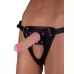 Насадка-фаллоимитатор на кожаных трусиках Harness Ultra Realistic 7  - 18 см телесный с черным 