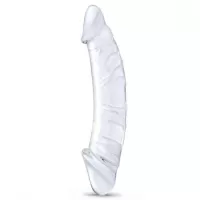Прозрачный двухголовый стимулятор с рельефом 10,5  Girthy Realistic Glass Double Dong - 26,7 см прозрачный 