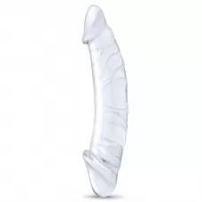 Прозрачный двухголовый стимулятор с рельефом 10,5  Girthy Realistic Glass Double Dong - 26,7 см прозрачный 