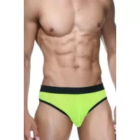 Черно-лаймовые мужские трусы-тонги черный с лаймовым S-M