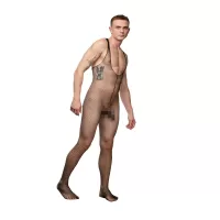 Черный мужской кэтсьюит-сетка черный L-XL