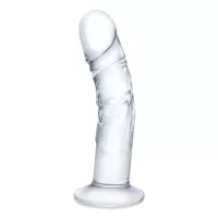 Стеклянный фаллоимитатор из стекла 7’’ Curved Realistic Glass Dildo With Veins - 15,9 см прозрачный 
