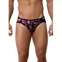 Черные принтованные трусы-джоки Natura Jockstrap черный M
