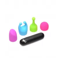 Вибропуля с 4 эластичными насадками Rechargeable Bullet With 4 Attachments разноцветный 