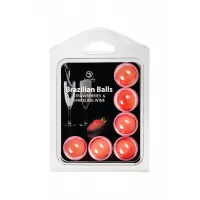 Набор из 6 шариков с массажным маслом Brazilian Balls с ароматом шампанского и клубники  