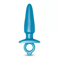 Голубая анальная пробка с кольцом Sleek Tapered Silicone Plug - 15 см голубой 