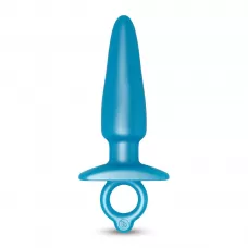 Голубая анальная пробка с кольцом Sleek Tapered Silicone Plug - 15 см голубой 