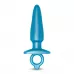 Голубая анальная пробка с кольцом Sleek Tapered Silicone Plug - 15 см голубой 