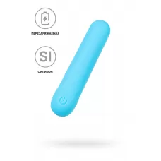 Голубая силиконовая перезаряжаемая вибропуля Murr - 10 см голубой  Голубая силиконовая перезаряжаемая вибропуля Murr - 10 см голубой