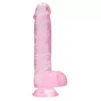 Розовый фаллоимитатор Realrock Crystal Clear 8 inch - 21 см розовый 