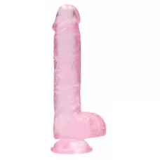 Розовый фаллоимитатор Realrock Crystal Clear 8 inch - 21 см розовый 
