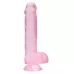 Розовый фаллоимитатор Realrock Crystal Clear 8 inch - 21 см розовый 