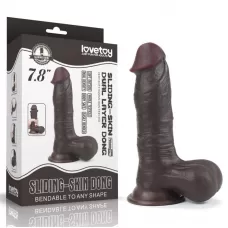 Темнокожий фаллоимитатор с присоской 7.8 Sliding Skin Dual Layer Dong - 19,5 см коричневый 