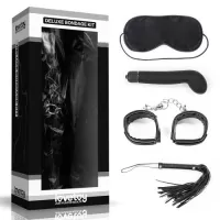 БДСМ-набор Deluxe Bondage Kit: маска, вибратор, наручники, плётка черный 