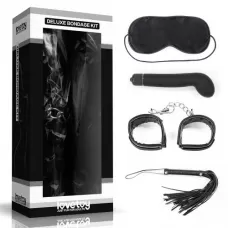 БДСМ-набор Deluxe Bondage Kit: маска, вибратор, наручники, плётка черный 