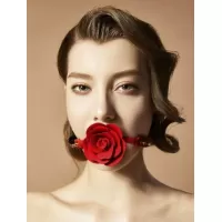 Изысканный кляп в форме розы Rose Ball Gag красный с черным 