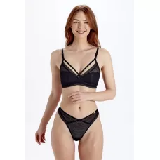 Стильный бюстгальтер-бралетт Diamond Mesh Non Wired Padded Bralette черный 36B