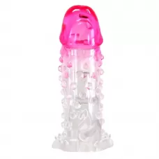 Прозрачно-розовая насадка на пенис Wilford - 13,5 см розовый 