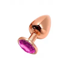 Золотистая анальная втулка Wooomy Tralalo M с розовым кристаллом - 8 см розовый Золотистая анальная втулка Wooomy Tralalo M с розовым кристаллом - 8 см розовый