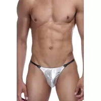 Серебристые мужские трусы-тонги Don Moris серебристый S