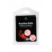 Набор из 2 шариков с массажным маслом Brazilian Balls с тройным эффектом  