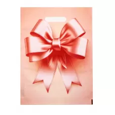 Пакет с принтом в виде банта с вырубной ручкой (30х40 см персиковый 