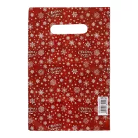 Красный подарочный новогодний пакет с вырубной ручкой (20х30 см красный 