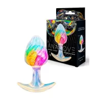 Яркая анальная пробка со спиралевидным рельефом - 9 см разноцветный 