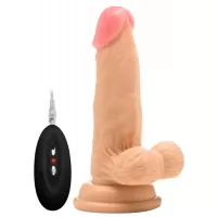 Телесный вибратор-реалистик Vibrating Realistic Cock 6  With Scrotum - 15 см телесный 